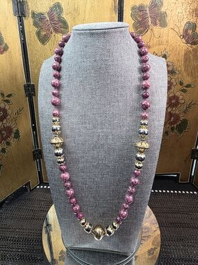 Sea Sediment Violet Purple Jasper and Hematite Necklace